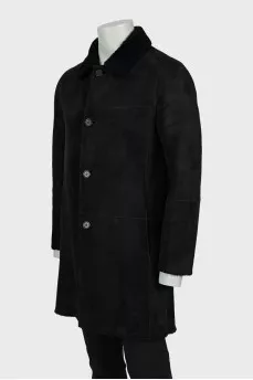 Men's A-line sheepskin coat with buttons