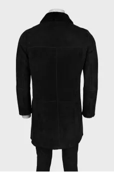 Men's A-line sheepskin coat with buttons