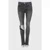 Grey Skinny Jeans with Ripped Effect