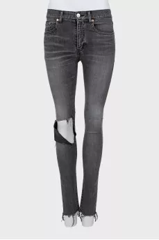 Grey Skinny Jeans with Ripped Effect