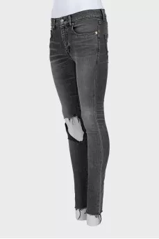 Grey Skinny Jeans with Ripped Effect