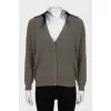 Knitted cardigan with shoulder decoration