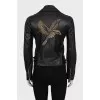 Leather jacket with decor on the back