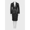Leather suit with contrasting seams