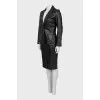 Leather suit with contrasting seams