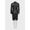 Leather suit with contrasting seams