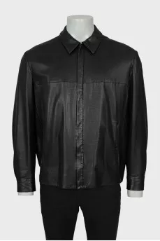 Men's leather jacket with perforation