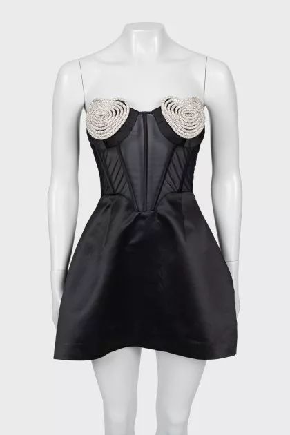 Mini dress with imitation corset