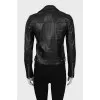 Slim fit black leather jacket