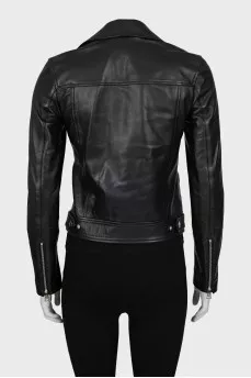 Slim fit black leather jacket