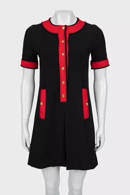 Two-tone dress with gold buttons