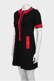 Two-tone dress with gold buttons