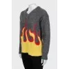 Knitted sweater with long pile