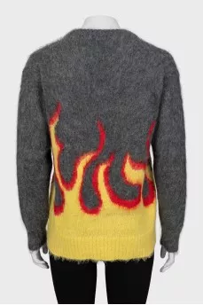 Knitted sweater with long pile