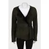 Leather sheepskin coat with belt