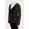 Leather sheepskin coat with belt