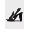 Leather wedge heel sandals