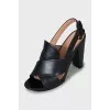Leather wedge heel sandals
