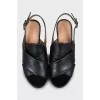 Leather wedge heel sandals