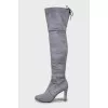 Grey suede over the knee boots
