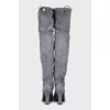 Grey suede over the knee boots