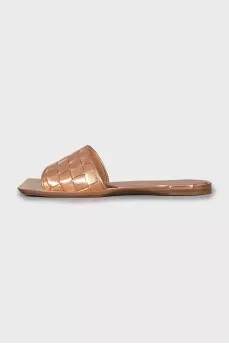 Leather weave slippers