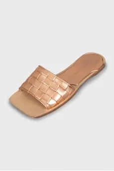 Leather weave slippers