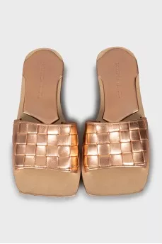 Leather weave slippers