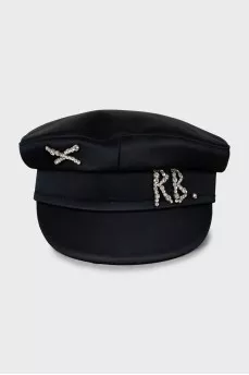Satin cap with rhinestones