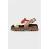 Leather sandals with wooden soles