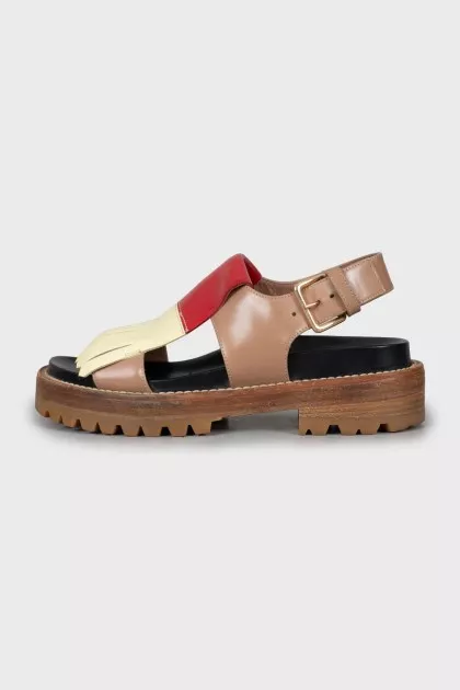 Leather sandals with wooden soles