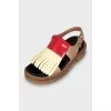 Leather sandals with wooden soles