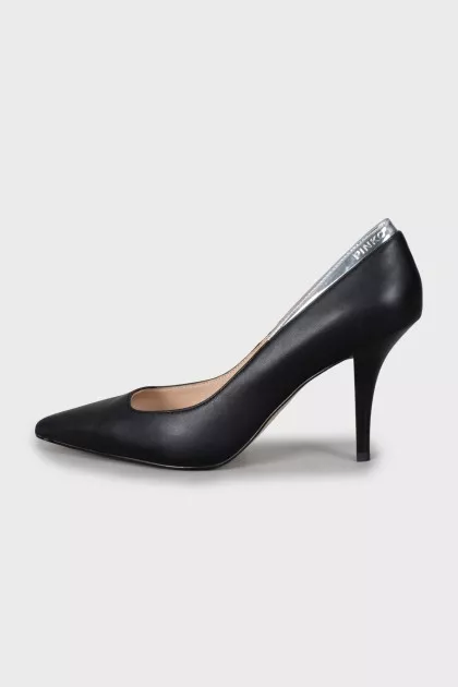 Leather shoes with silver back