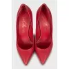 Leather shoes with a figured wedge heel