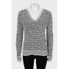 Black and White V-Neck Sweater