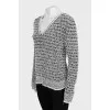 Black and White V-Neck Sweater