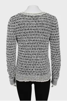 Black and White V-Neck Sweater