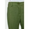 Green trousers with a mid-rise