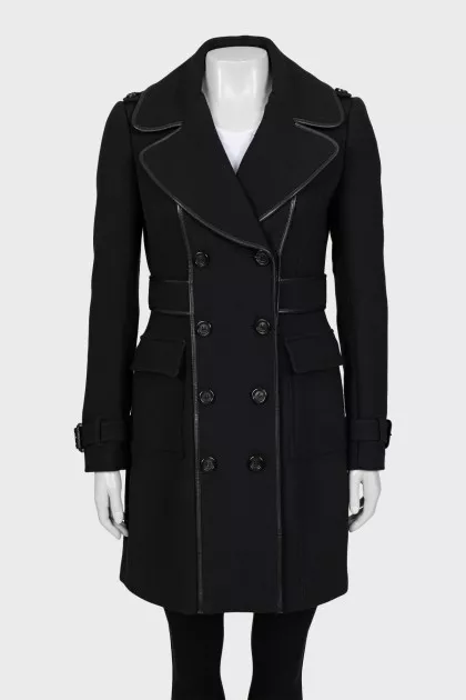 Double-breasted coat with patch pockets