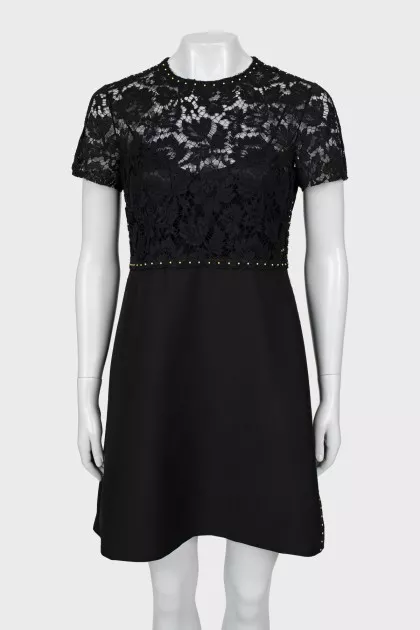 Black dress with lace top
