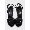 Leather sandals with heel decoration