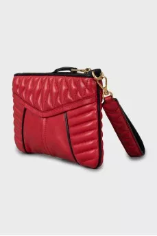 Quilted clutch with gold hardware