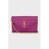 Quilted clutch with gold chain