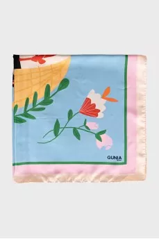 Silk scarf with a bright pattern