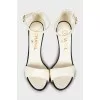 Black and white wedge heel sandals