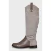 Low heel leather and suede boots