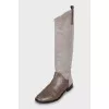 Low heel leather and suede boots