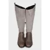 Low heel leather and suede boots