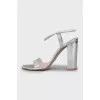 Silver high heel sandals