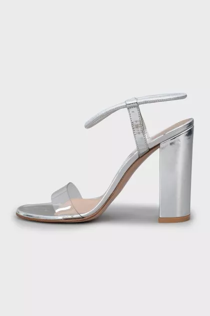 Silver high heel sandals